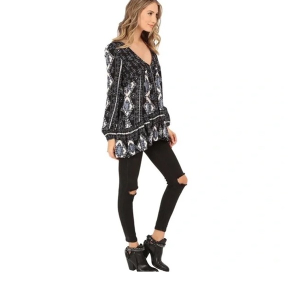 Free People Women's 60's Down by the Bay Tunic in Black & Blue - Picture 5 of 16